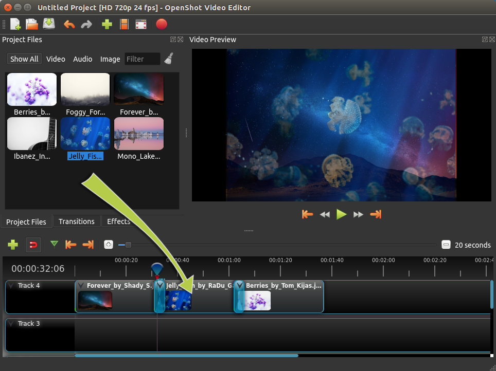 La timeline d'openshot